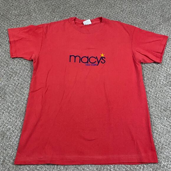 VTG Macy's Shirt Mens L Red Grunge 90s Hanes Shopping Faded Mall Single Stitch - Picture 1 of 7